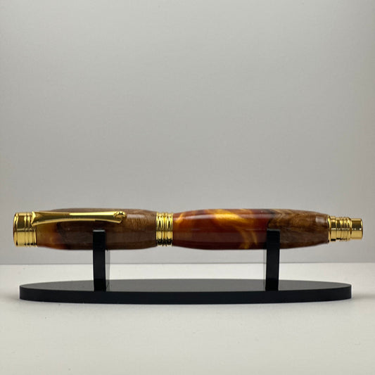 Elm Burl and Bronze resin Rollerball pen